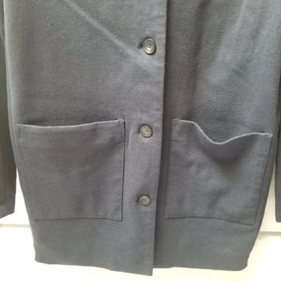 Kit and Ace Collarless Stretch Button Front Traveler Jacket Navy  S - Picture 6 of 13